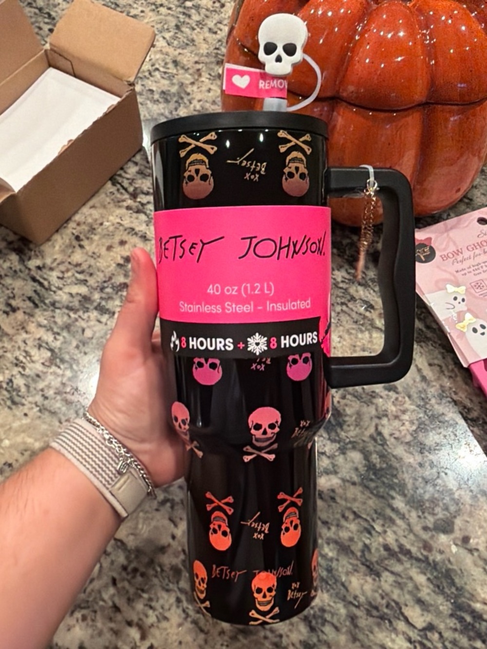 Betsey Johnson 40oz skull design tumbler